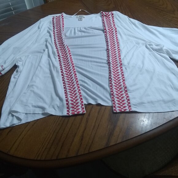 Cardigan with Red Thread Details in the Front and Sleeves - Picture 1 of 6